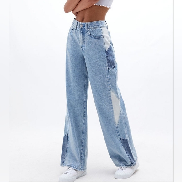 PacSun Denim - Pacsun High Rise Wide-leg Baggy Jeans With Patchwork Side Panels, Size 25